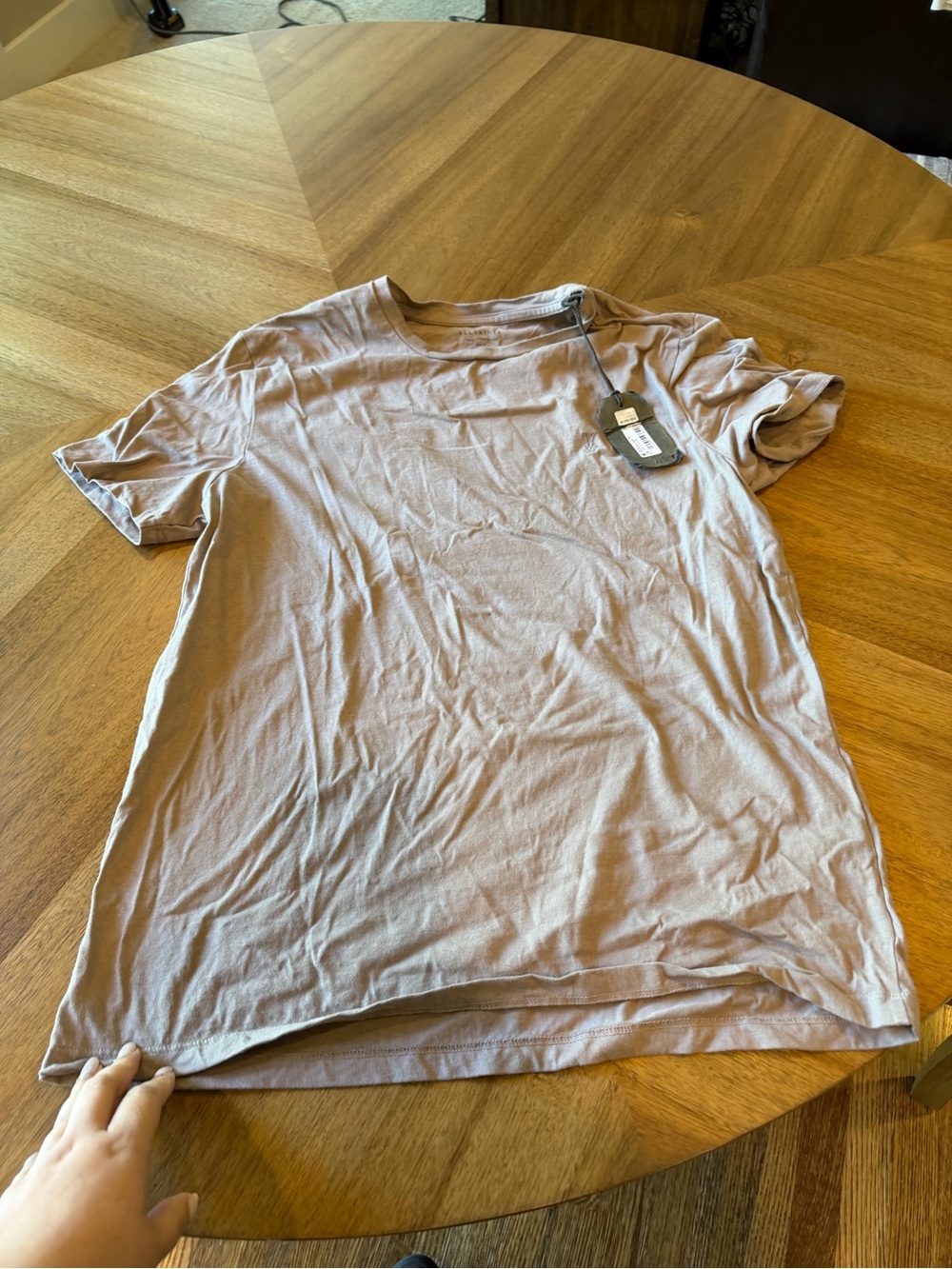 AllSaints Short Sleeve Crew T-Shirt in Taupe